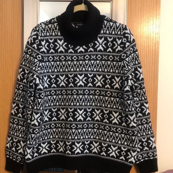 Lands' End Sweaters - Land’s End size Large Petite 14-16 black and white turtle neck sweater